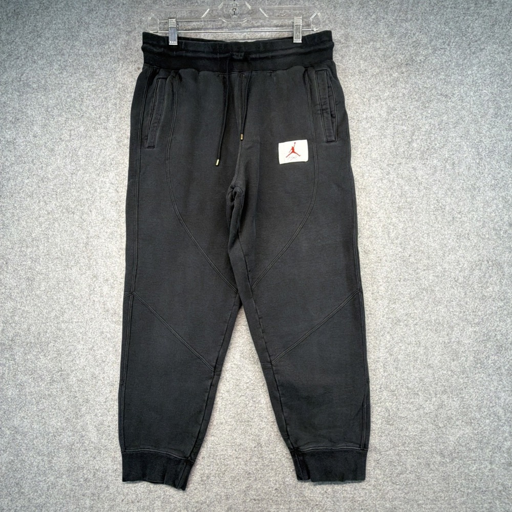 Jordan Pants Men Medium Black Jumpman Jogger Fleece Drawstring Sweatpants